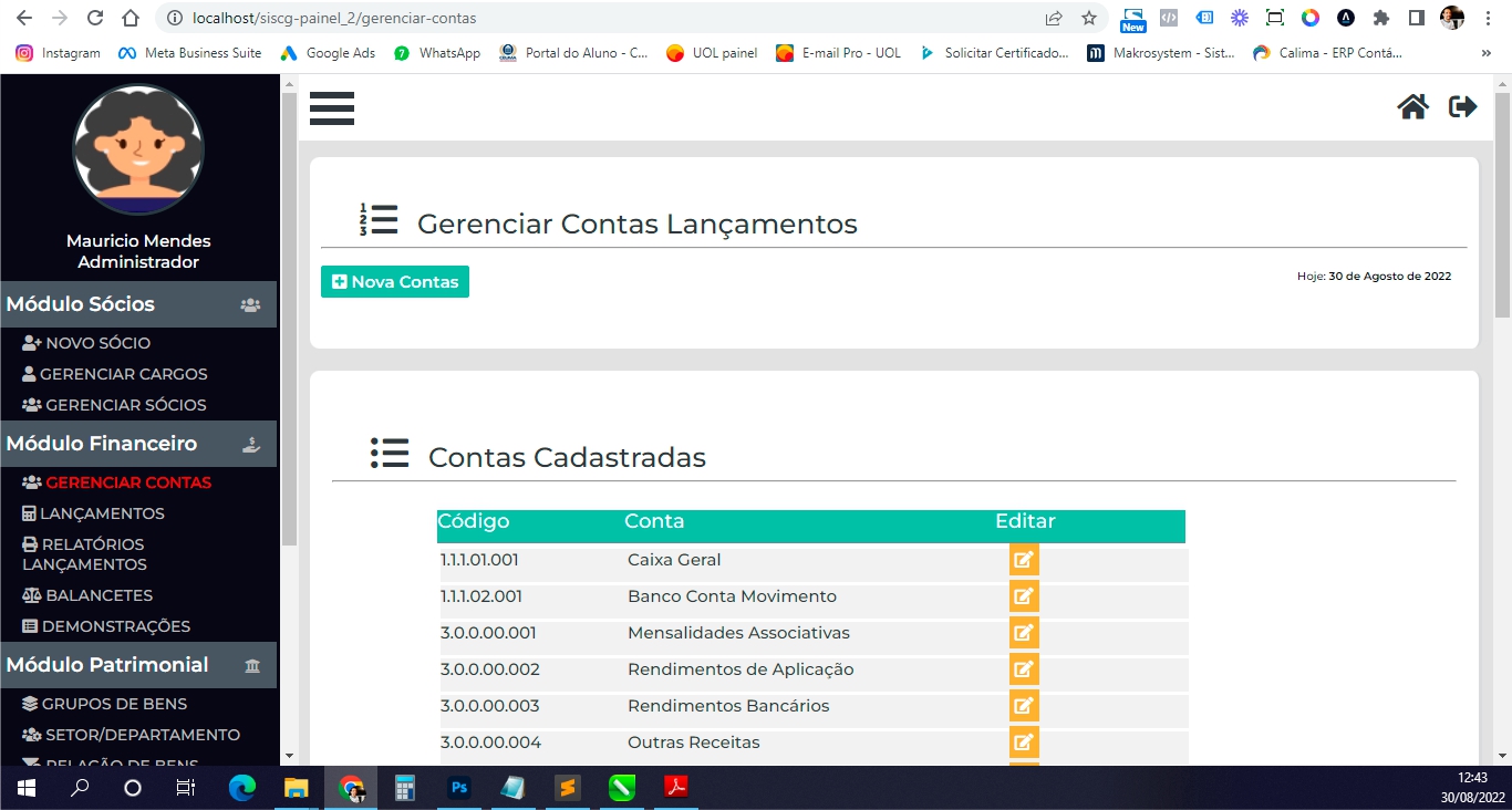 Gerenciamento de contas